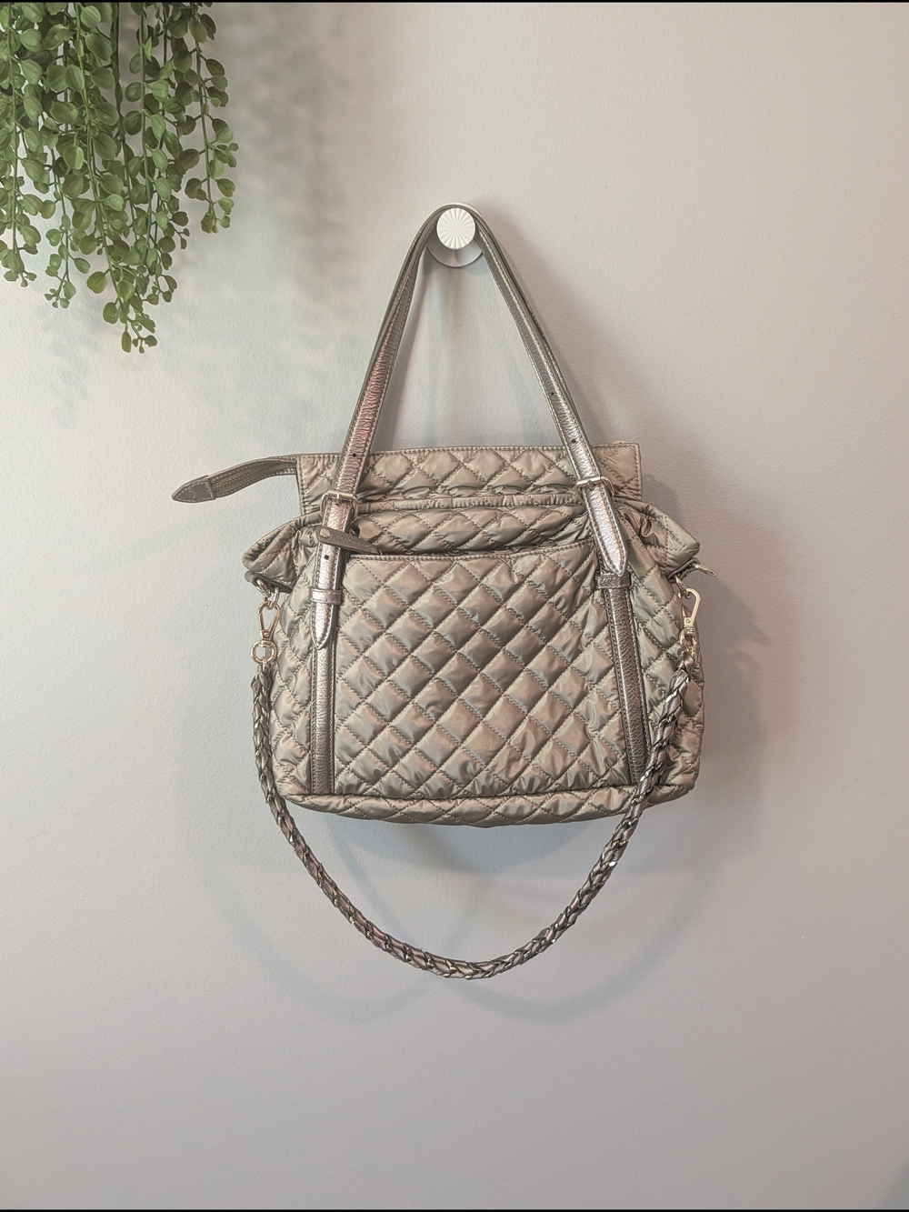 MZ Wallace Quilted Metallic Crosby Everywhere Tote - Silver - Picture 5 of 14